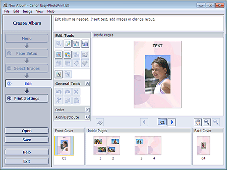 figure: Edit screen for Album