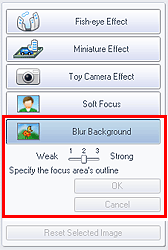 figure: Blur Background of Special Image Filters tab