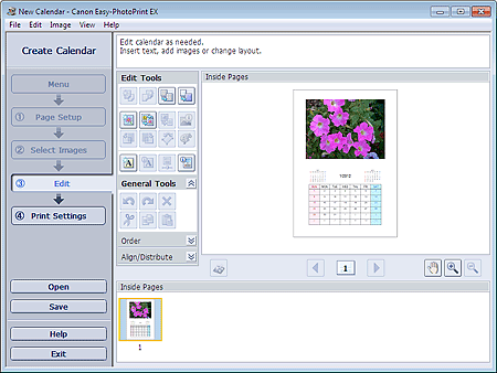figure: Edit screen for Calendar
