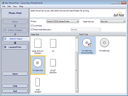 figure: Select Paper screen