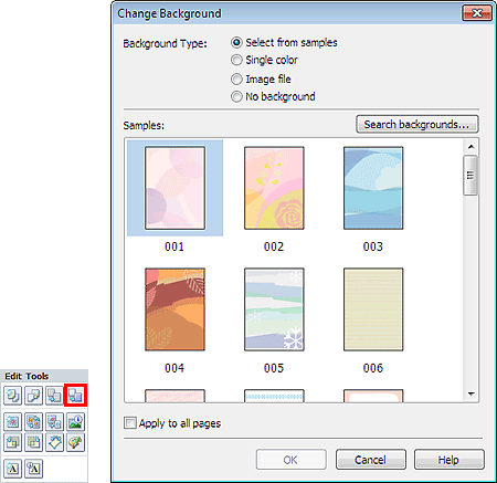 figure: Change Background dialog box