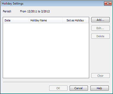 figure: Holiday Settings dialog box
