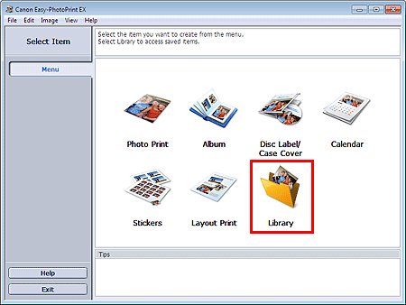 figure: Library in Main screen