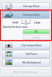 figure: Miniature Effect of Special Image Filters tab