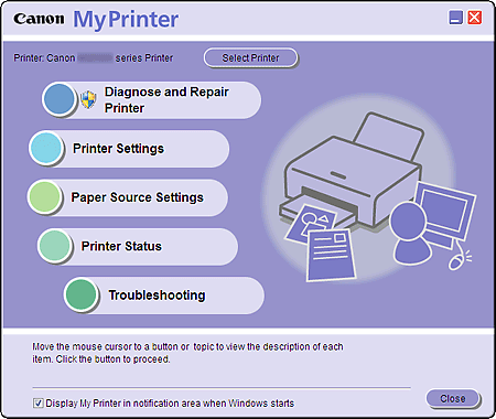 figure: Main screen of My Printer