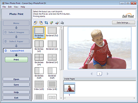 figure: Layout/Print screen