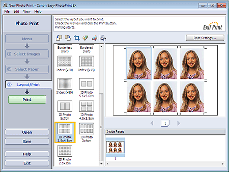 figure: Layout/Print screen