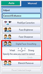 figure: Digital Face Smoothing of the Manual tab