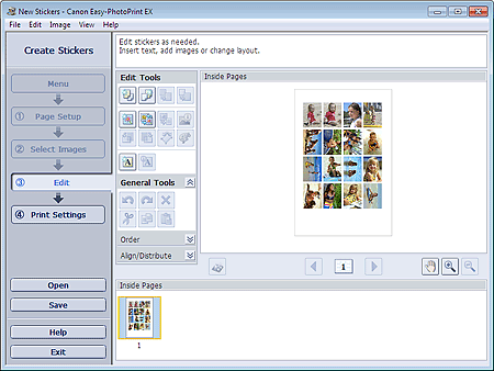 figure: Edit screen for Stickers