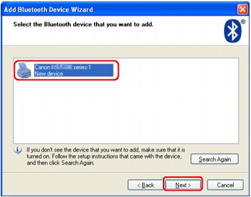 figure:Add Bluetooth Device Wizard (Device Select)