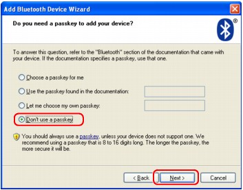 figure:Add Bluetooth Device Wizard (Passkey)
