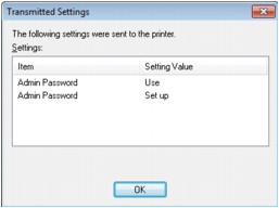 figure: Transmitted Settings screen