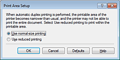 figure:Print Area Setup dialog box