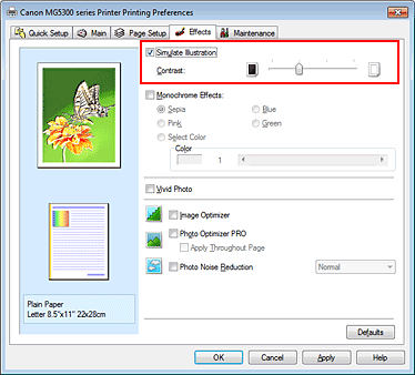 figure:Simulate Illustration check box on the Effects tab