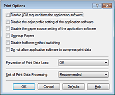 figure:Print Options dialog box