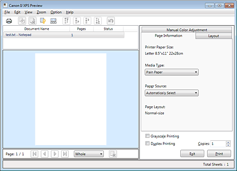 figure:Canon IJ XPS Preview