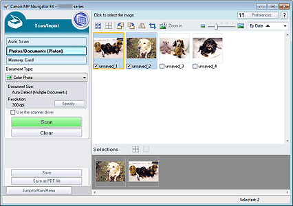 figure: Scan/Import window