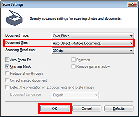 figure: Scan Settings dialog box