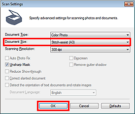 figure: Scan Settings dialog box
