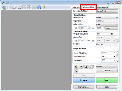 figure: Advanced Mode tab