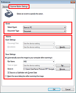 figure: Preferences dialog box