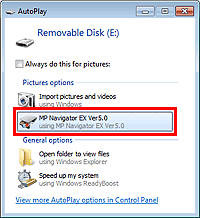 figure: Program selection dialog box