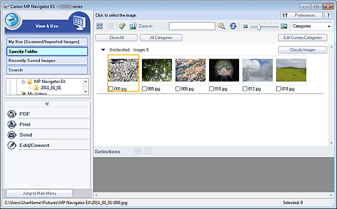 figure: View & Use window after importing images