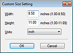 figure: Custom Size Setting dialog box