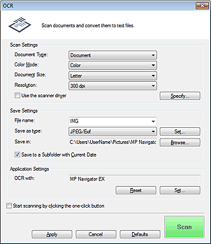 figure: OCR dialog box