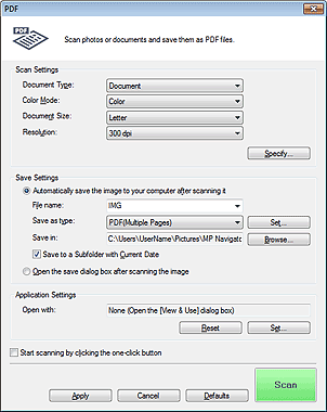 figure: PDF dialog box