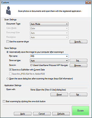 figure: Custom dialog box