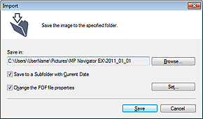 figure: Import dialog box