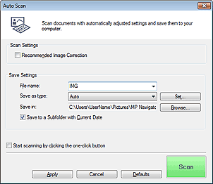 figure: Auto Scan dialog box