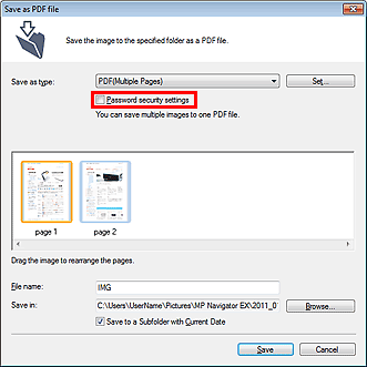 figure: Save as PDF file dialog box