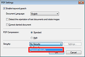 figure: PDF Settings dialog box