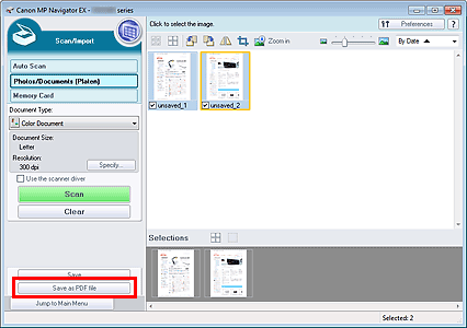 figure: Scan/Import window