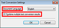figure: Text Conversion Settings dialog box