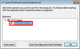 figure: Scan-from-PC Settings screen