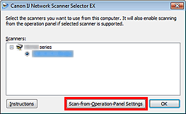 figure: Scan-from-PC Settings screen