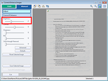 figure: Correct/Enhance Images window Manual tab