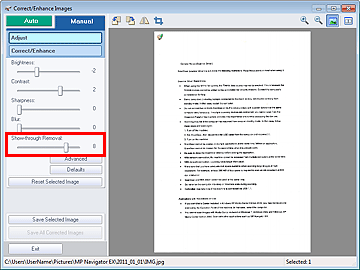 figure: Correct/Enhance Images window Manual tab
