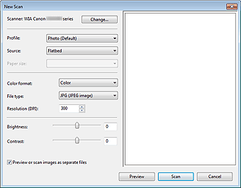 figure: New Scan dialog box