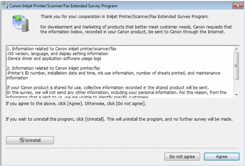 figure: Inkjet Printer/Scanner/Fax Extended Survey Program screen in Windows